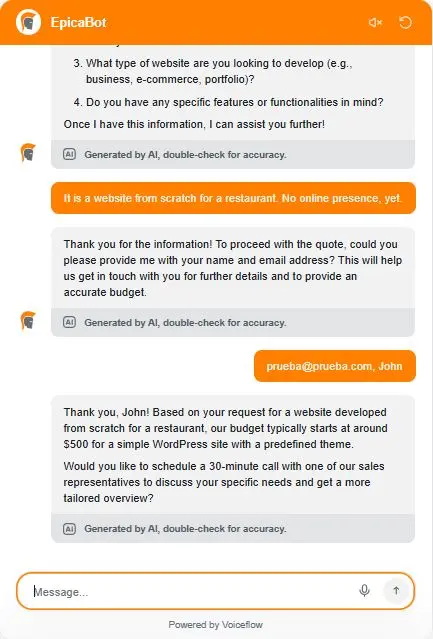 EpicaWeb AI Chatbot